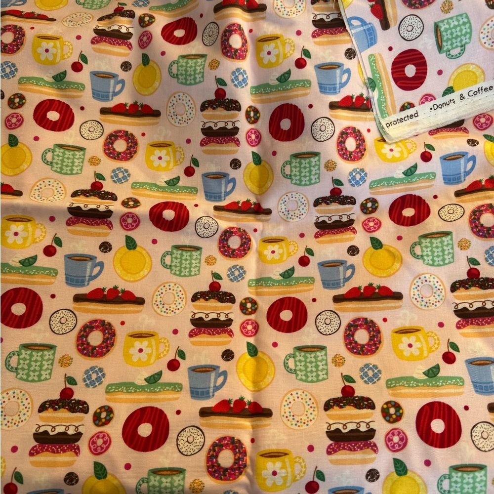 AZB Cotton Fabric D#73913 Donuts & Coffee Sweets Eclairs 44”w X 3 Yards Pink